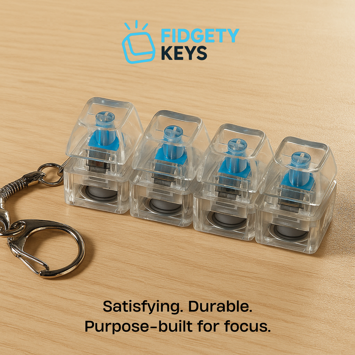 Fidgety Keys™ Keyboard Fidget Keychain